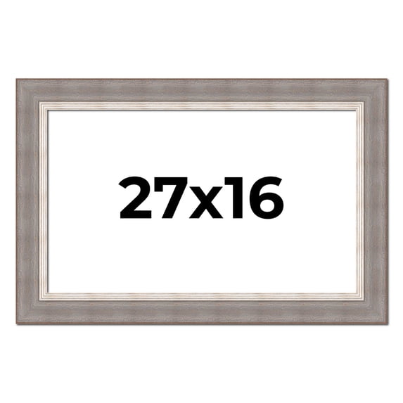 27x16 Frame Grey Real Wood Picture Frame Width 2.75 Inches | Interior Frame Depth 0.5 Inches |