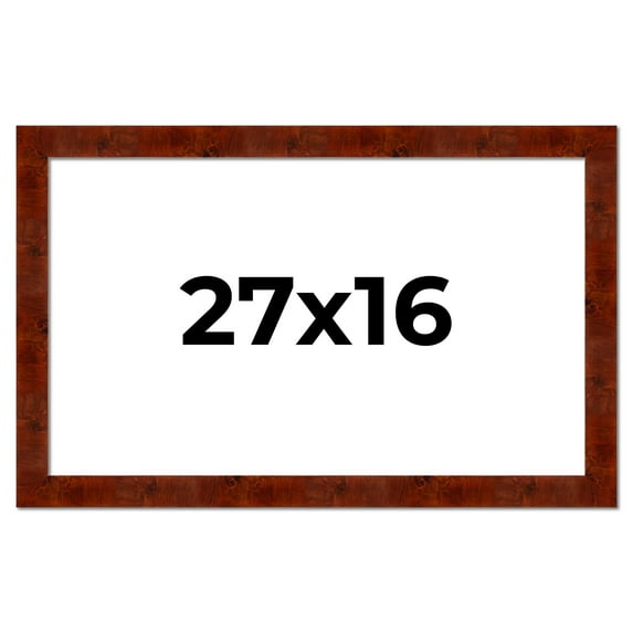 27x16 Walnut Brown Veneer Real Wood Picture Frame Width 1.75 inches | Interior Frame Depth 0.5