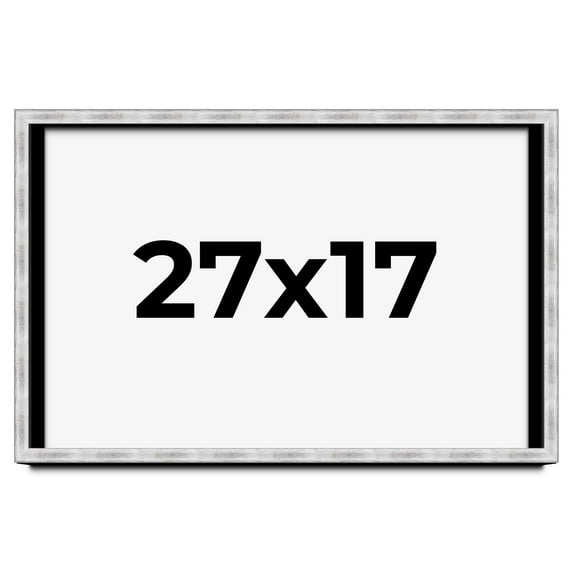 27x17 Frame Brushed Silver Solid Wood Picture Frame | 0.75 Inch Moulding Width | Rabbet Depth 0.75