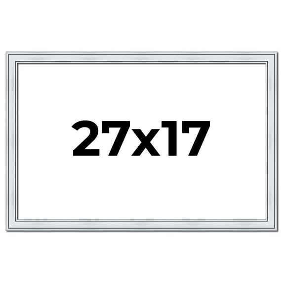 27x17 Frame Sterling Silver Solid Wood Picture Frame | 1.25 Inch Moulding Width | 0.75 Inch