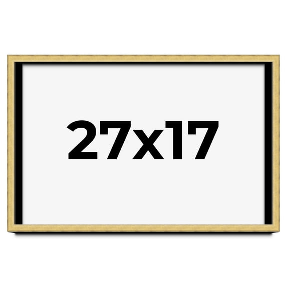 27x17 Shadow Box Frame Gold | 1.375 Inches Deep Real Wood Contemporary Shadowbox Display Frame | UV