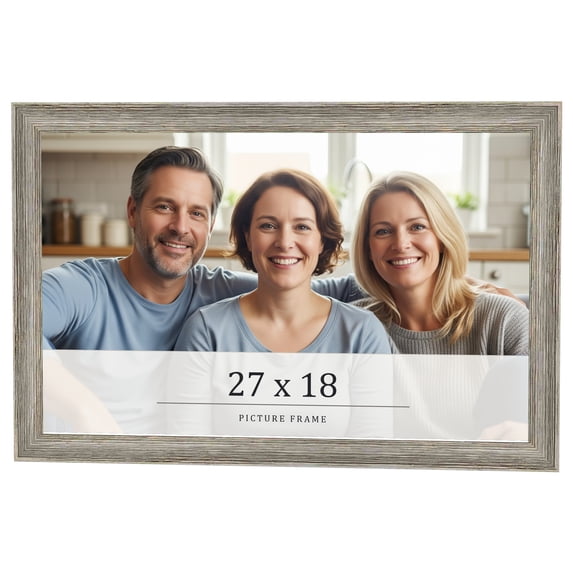 27x18 Frame Grey Solid Wood Picture Frame Width 1 Inches | Interior Frame Depth 0.5 Inches |
