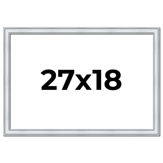 27x18 Frame Sterling Silver Solid Wood Picture Frame | 1.25 Inch Moulding Width | 0.75 Inch