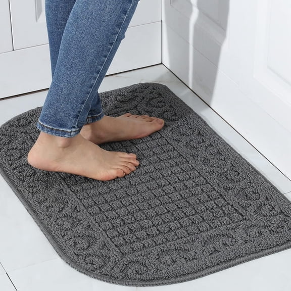 27x18 Grey Non-Slip Washable Polypropylene Tufted Half Round Kitchen Rug Small Half Circle Sink Floor Mat 1PC