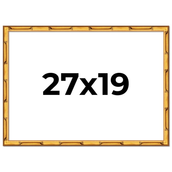27x19 Frame Gold Bamboo Solid Wood Picture Frame | 1 Inch Moulding Width | Interior Frame Depth