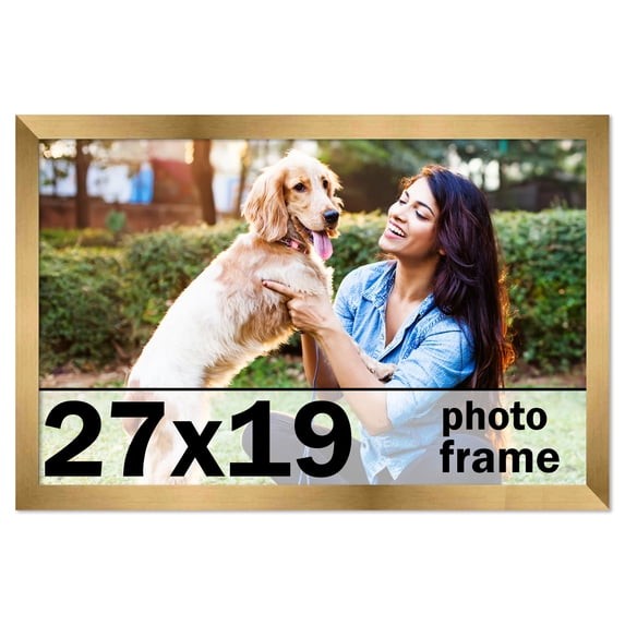 27x19 Frame Gold Bronze Modern Solid Wood Picture Frame | 0.75 Inch Moulding Width | Includes UV