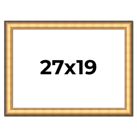 27x19 Frame Gold Plein Aire Solid Wood Picture Frame Width 2 Inches | Interior Frame Depth 0.5