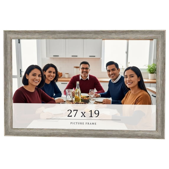 27x19 Frame Grey Solid Wood Picture Frame Width 1 Inches | Interior Frame Depth 0.5 Inches |