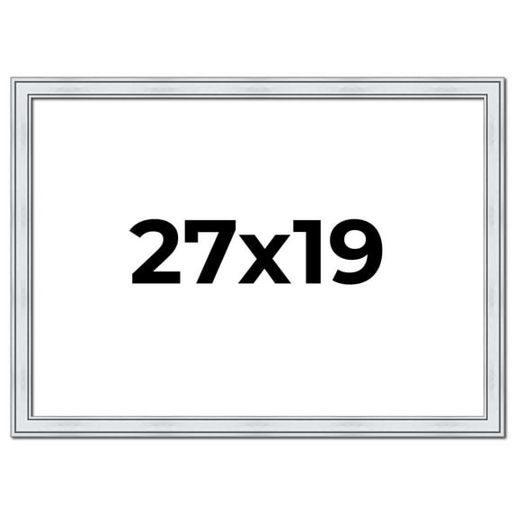 27x19 Frame Sterling Silver Solid Wood Picture Frame | 1.25 Inch Moulding Width | 0.75 Inch