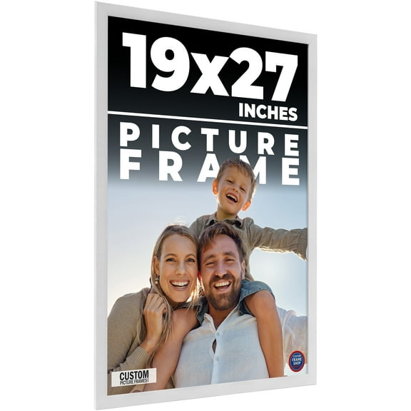 27x19 White Wood Picture Frame - UV Acrylic, Foam Board Backing, Hanging Hardware