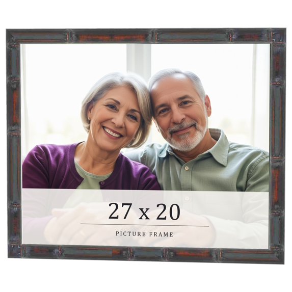27x20 Frame Brown Bamboo with Dark Coffee/Walnut Finish | Solid Wood Picture Frame Width 0.75
