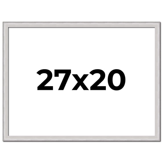 27x20 Frame Silver Inner Slope Bevel Picture Frame | 1 Inch Moulding Width | 0.75 Inch Rabbet Depth