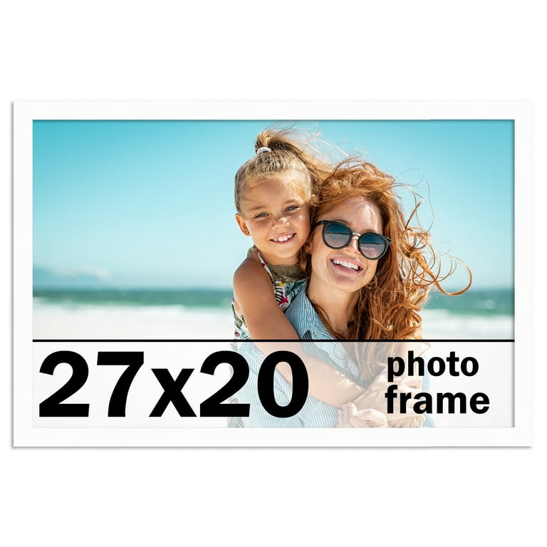 27x20 Frame White Solid Wood Picture Frame Includes UV