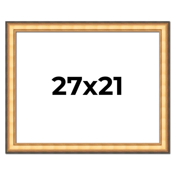 27x21 Frame Gold Plein Aire Solid Wood Picture Frame Width 2 Inches | Interior Frame Depth 0.5