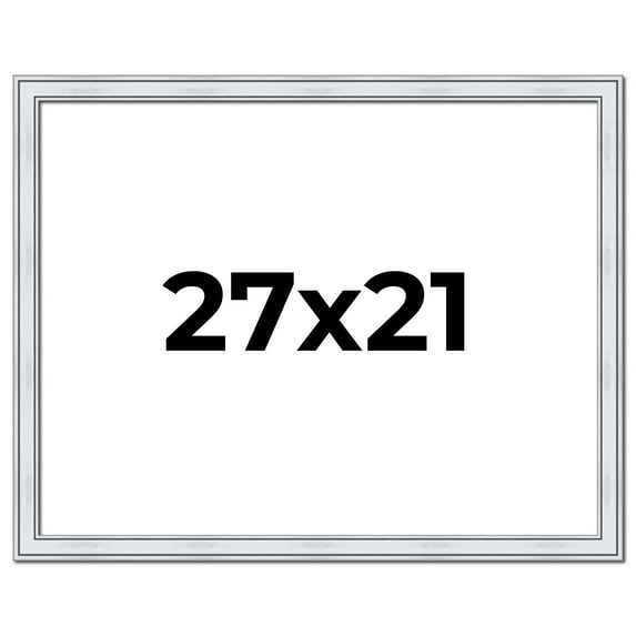 27x21 Frame Sterling Silver Solid Wood Picture Frame | 1.25 Inch Moulding Width | 0.75 Inch
