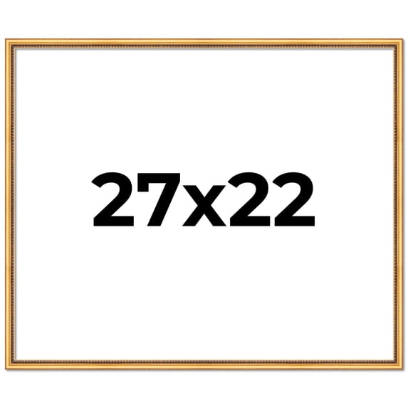 27x22 Frame Beaded Gold Solid Wood Picture Frame | 0.75 Inches Moulding Width | Liscio Oro