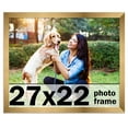 thumbnail image 1 of 27x22 Frame Gold Bronze Modern Solid Wood Picture Frame | 0.75 Inch Moulding Width | Includes UV, 1 of 8