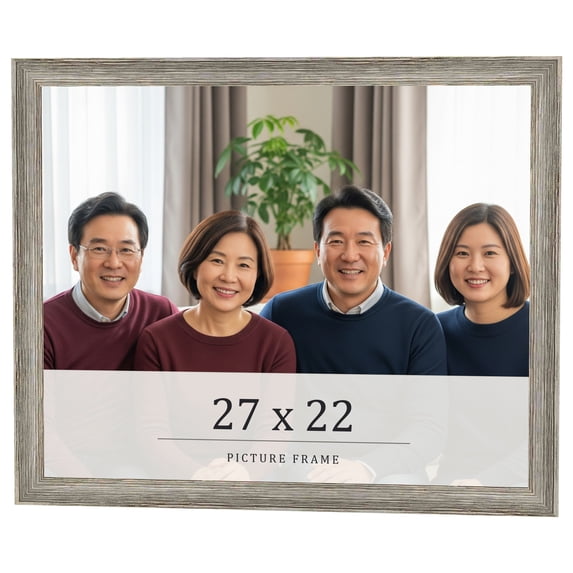 27x22 Frame Grey Solid Wood Picture Frame Width 1 Inches | Interior Frame Depth 0.5 Inches |