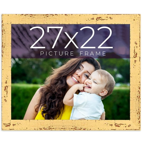 27x22 Frame Yellow Real Wood Picture Frame Width 1.25 inches | Interior Frame Depth 0.5 inches |