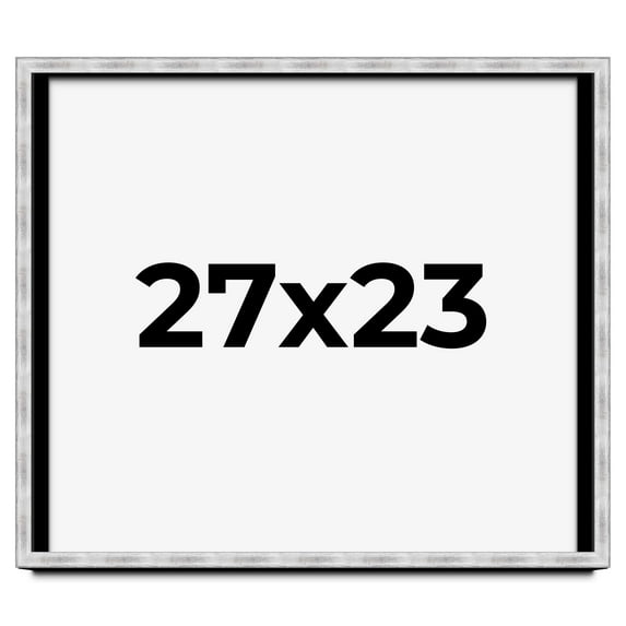 27x23 Frame Brushed Silver Solid Wood Picture Frame | 0.75 Inch Moulding Width | Rabbet Depth 0.75