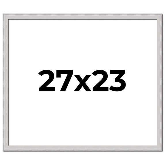27x23 Frame Silver Inner Slope Bevel Picture Frame | 1 Inch Moulding Width | 0.75 Inch Rabbet Depth