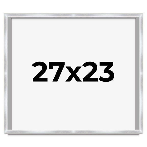 27x23 Frame Silver Whitewashed Wood Grain Solid Wood Shadow Box | 0.75 Inch Moulding Width | 0.75