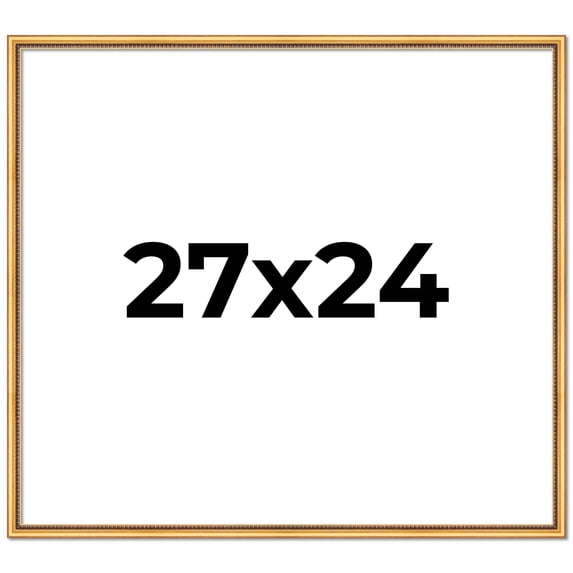27x24 Frame Beaded Gold Solid Wood Picture Frame | 0.75 Inches Moulding Width | Liscio Oro