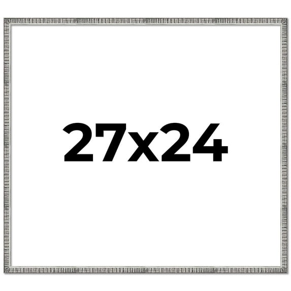 27x24 Frame Silver Grey Distressed Solid Wood Picture Frame | 0.75 Inch Moulding Width | Interior