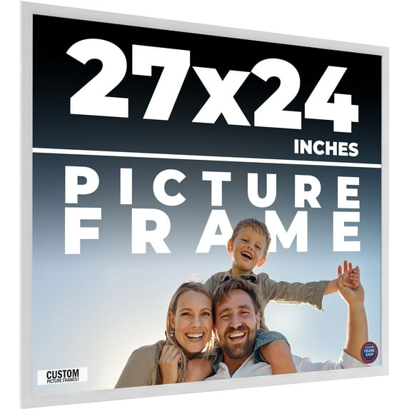 27x24 Frame White Real Wood Picture Frame Width 0.75 inches | Interior Frame Depth 0.5 inches |