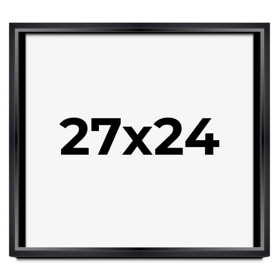 27x24 Shadow Box Frame Black | 1.25 inches Deep Real Wood Contemporary Shadowbox Display Frame | UV