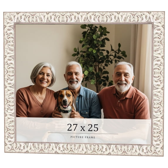 27x25 Frame White Real Wood Picture Frame Width 1.5 inches | Interior Frame Depth 0.5 inches |