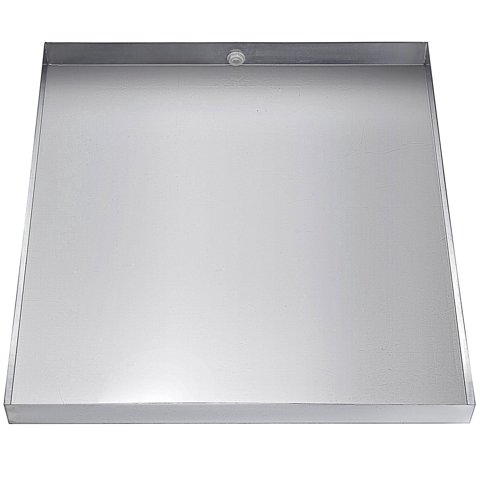 27x25x2.5 Inch 304 Stainless Steel Heavy Duty Washing Machine Drip Tray 18mm Thick with Drain Hole and Hose Connector