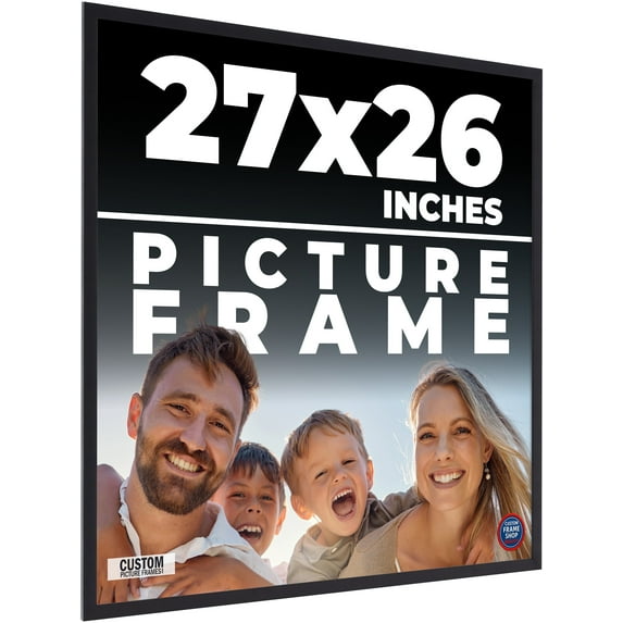 27x26 Frame Black Real Wood Picture Frame Width 0.75 inches | Interior Frame Depth 0.5 inches |