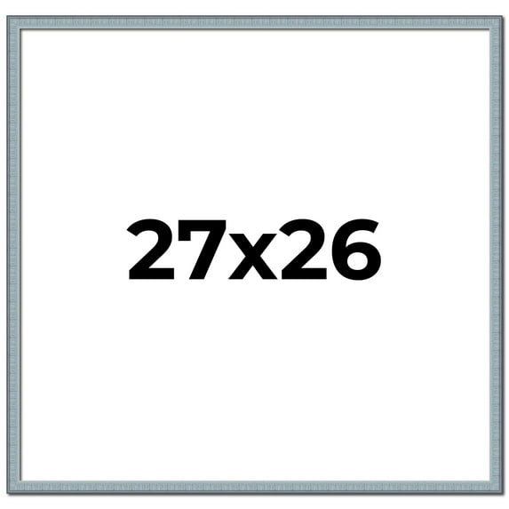 27x26 Frame Blue Scuffed Farm Board Solid Wood Picture Frame Width 0.75 Inches | Interior Depth 0.5