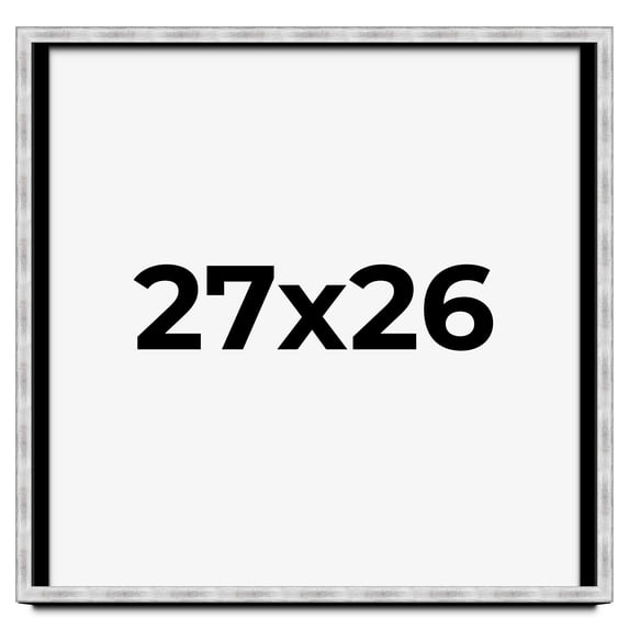 27x26 Frame Brushed Silver Solid Wood Picture Frame | 0.75 Inch Moulding Width | Rabbet Depth 0.75