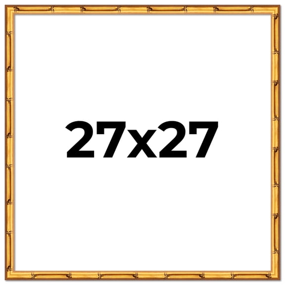 27x27 Frame Gold Bamboo Solid Wood Picture Frame | 0.75 Inch Moulding Width | Interior Frame Depth