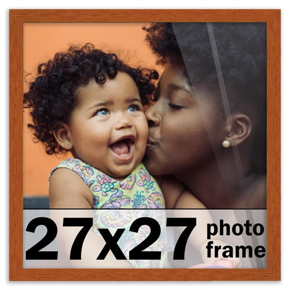 27x27 Frame Honey Pecan Brown Picture Frame - Modern Photo Frame Includes UV Acrylic Shatter Guard