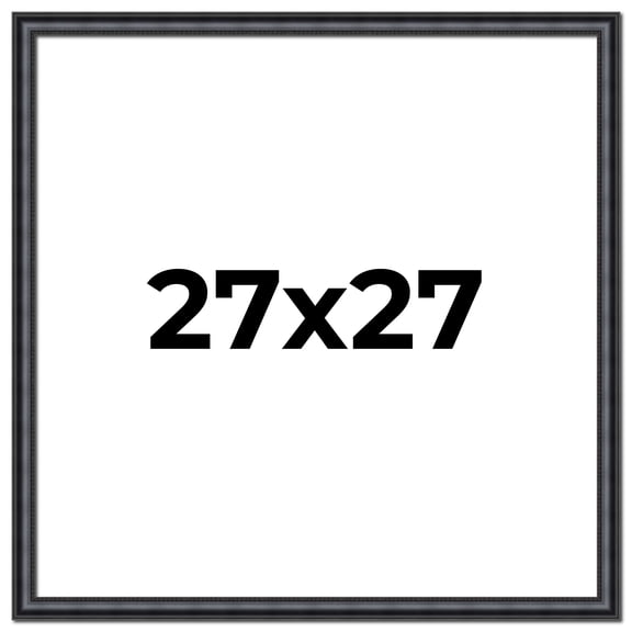 27x27 Linear Black Picture Frame - UV Acrylic, Foam Board Backing, Hanging Hardware
