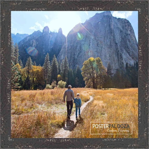 27x27 Shabby Chic Black Picture Frame - UV Acrylic, Foam Board Backing, Hanging Hardware