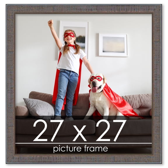 27x27 Textured Grey Picture Frame - UV Acrylic, Foam Board Backing, Hanging Hardware