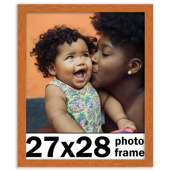 27x28 Frame Honey Pecan Brown Picture Frame - Modern Photo Frame Includes UV Acrylic Shatter Guard