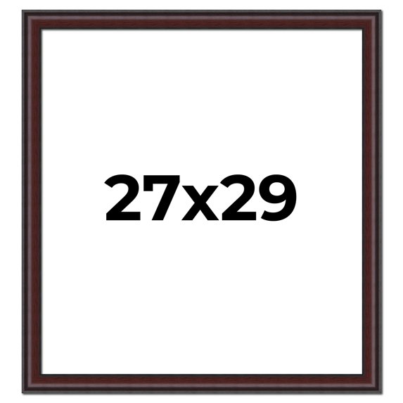 27x29 Frame Brown Round Mahogany Solid Wood Picture Frame | 1.625 Inch Moulding Width | with UV