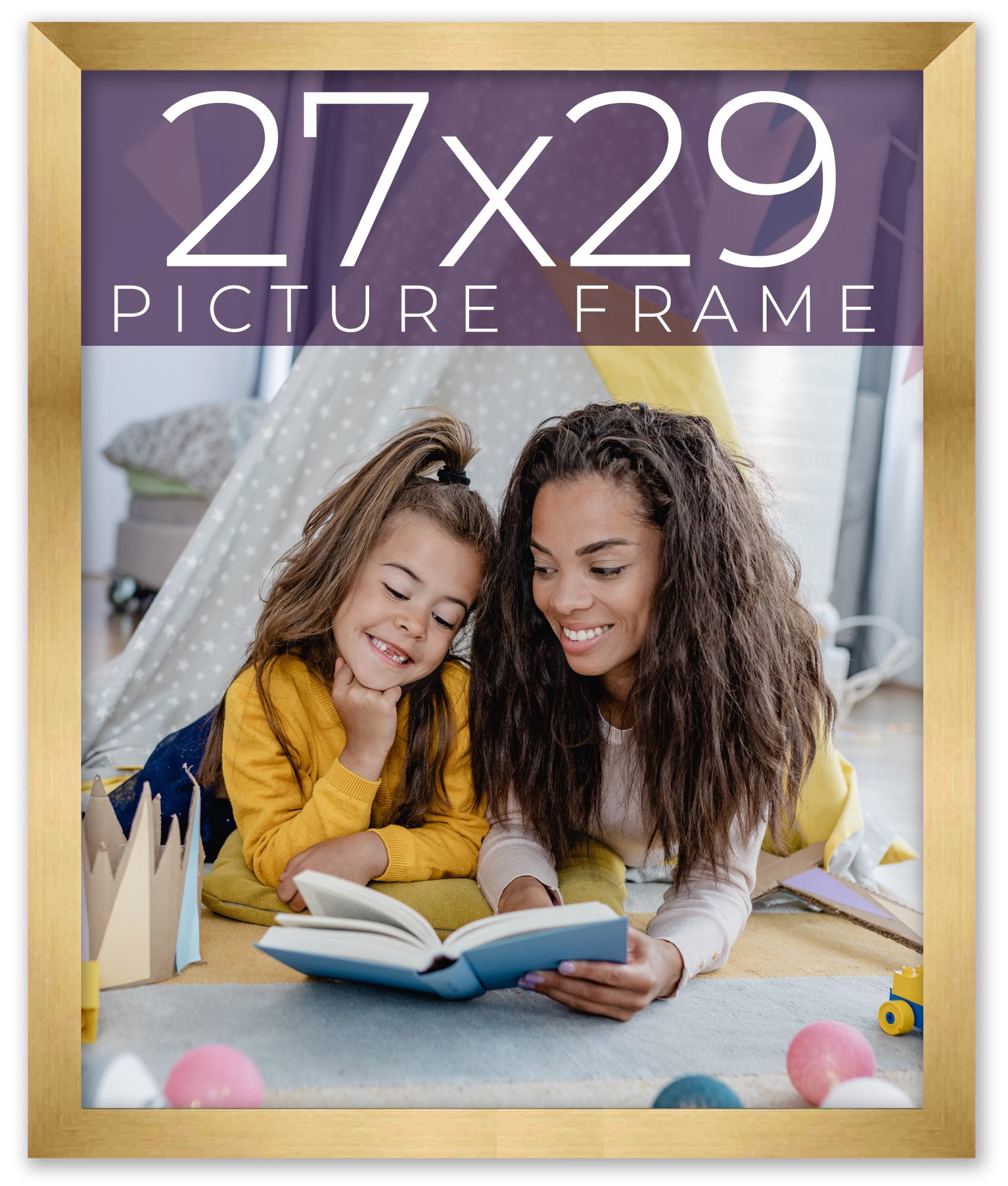 27x29 Frame Gold Bronze Solid Wood Picture Frame Width 0.75 Inches ...