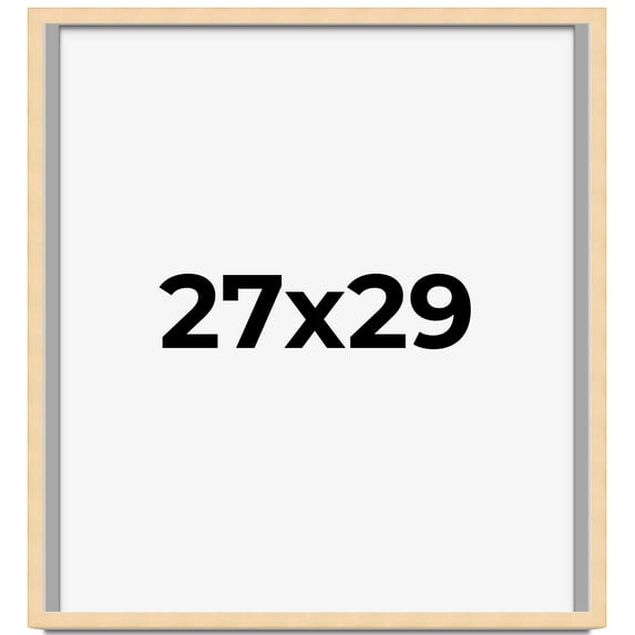 27x29 Frame Natural Wood Picture Frame | 0.75 Inch Moulding Width | with UV Acrylic Plexiglass,