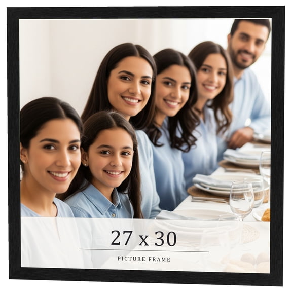 27x30 Frame Black Charcoal Grey Wood Textured Picture Frame | 0.75 Inch Moulding Width | Gunmetal