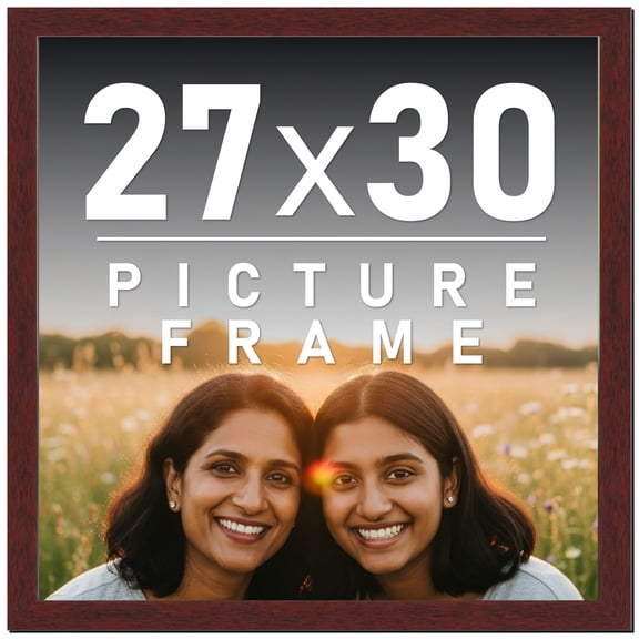 27x30 Frame Brown Mahogany Picture Frame - Solid Wood Frame Kit Includes UV Acrylic Plexiglass,