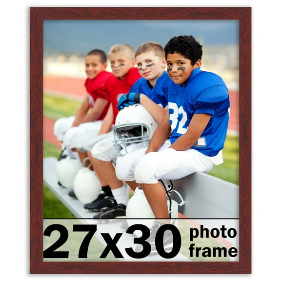 27x30 Frame Brown Mahogany Picture Frame - Solid Wood Frame Kit Includes UV Acrylic Plexiglass,