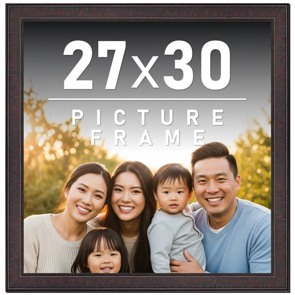 27x30 Frame Brown Solid Wood Picture Frame - Complete Modern Photo Frame Includes UV Acrylic