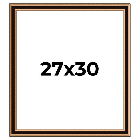 27x30 Frame Gold Brown Plein Air Vintage Solid Wood Picture Frame | 1.75 Inches Moulding Width |