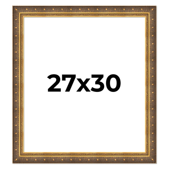 27x30 Frame Vintage Gold Solid Wood Picture Frame | 2.5 Inch Moulding Width | Ornate Bronze Museo